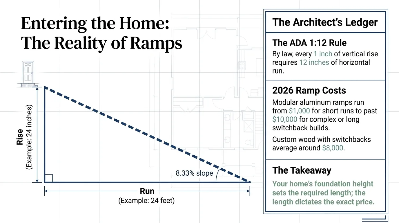 Slide: the reality of ramps, showing rise and run at an 8.33 percent slope